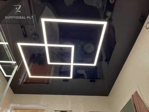 Sufit napinany czarny połysk w łazience